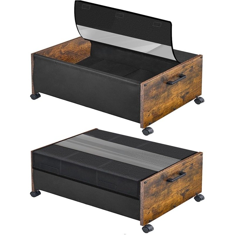 Under Bed Storage Organizer W/ Wheels Lockable Multi Room Use Durable Design-image