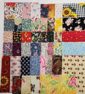 Vintage 5'' x 5'' Quilting Fabric Squares ALL FLORALS Lot of 44 No Dupes READ