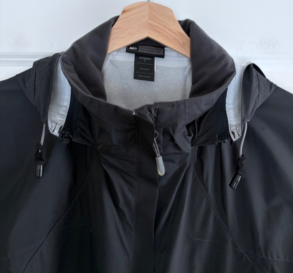 REI E1 Elements Nylon RainCoat Jacket Trench L Bl… - image 3