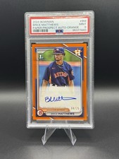 2024 Bowman Draft Brice Matthews Paper Prospect Orange Auto /25 PSA 9