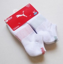 PUMA Women Socks Premium LOW CUT 6 Pairs White/Colors Cushioned 9-11 - New