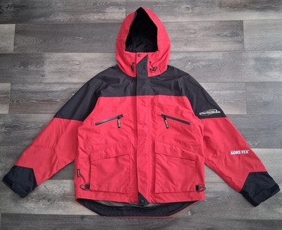 Bass Pro Shops Pro Qualifier Gore-Tex Fishing Jacket Hooded Red Black Size Large
