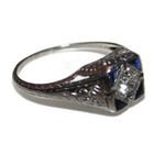 Vintage Estate Sapphire Old Mine Diamond Ring in Platinum Size 7 Jewelry — photo 3