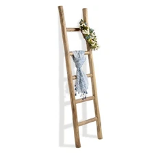 FUIN 57in Wood Blanket Ladder, Fully Assembled, Farmhouse Decorative Wall Leanin