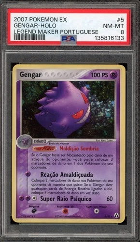 Pokemon Gengar EX Legend Maker PORTUGUESE Holo Rare #5 PSA 8
