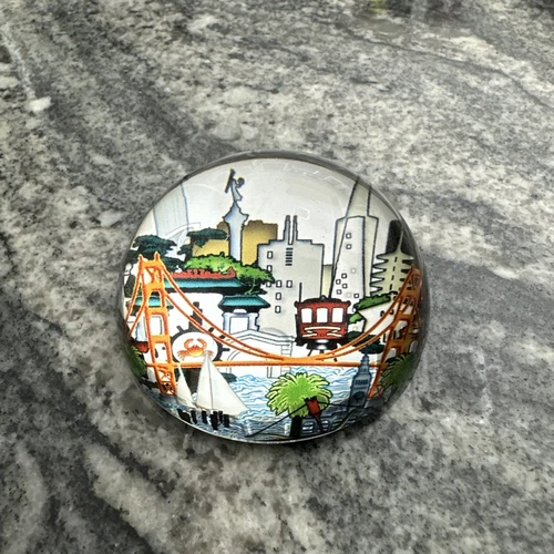 San Francisco Mercantile City by the Bay Souvenir Crystal Paperweight 