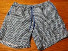 Mister Mr Swim Board Shorts Blue Geometric Design XXL Drawstring Mesh Inside