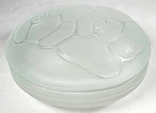 VTG Houbigant Quelques Fleurs Frosted Glass Powder Dish & Lid France Poudre 5"