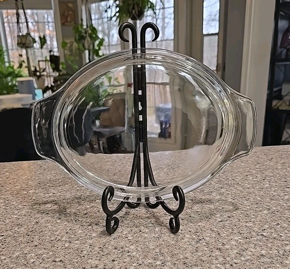 Vintage Anchor Hocking Fire King 433 Clear Glass Oval Casserole Lid