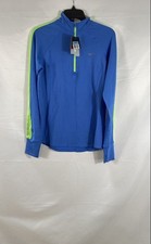 Nike Women's Element Half-Zip Running Blue Lime Green Dri-FIT NWT M