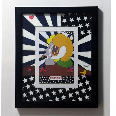 Peter Max Summer is a Tape Thing Painted Mat by Juan Mira Wood Frame Glass COA