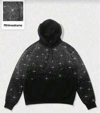 New Luxury Men Diamond Rhinestones Fashion Black Hoodie Jacket High Quality