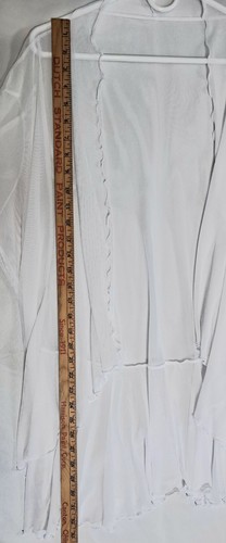 Women's Sheer White Open Front Cardigan XL Flowy Lightweight Duster Cover Up  - Picture 10 of 11