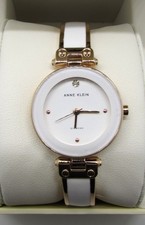 NEW Anne Klein White Rose Gold Diamond Accent Round Women's Wrist Watch