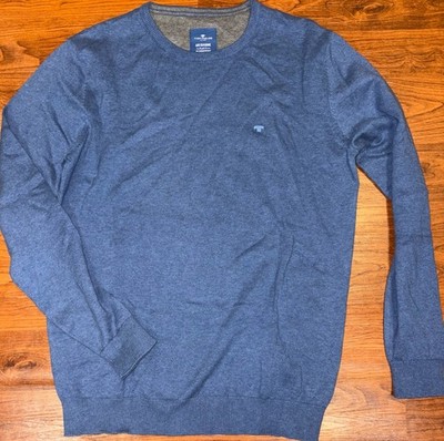 Tom Tailor Pullover Sweater Mens XL Blue Cotton Long Sleeve Logo T
