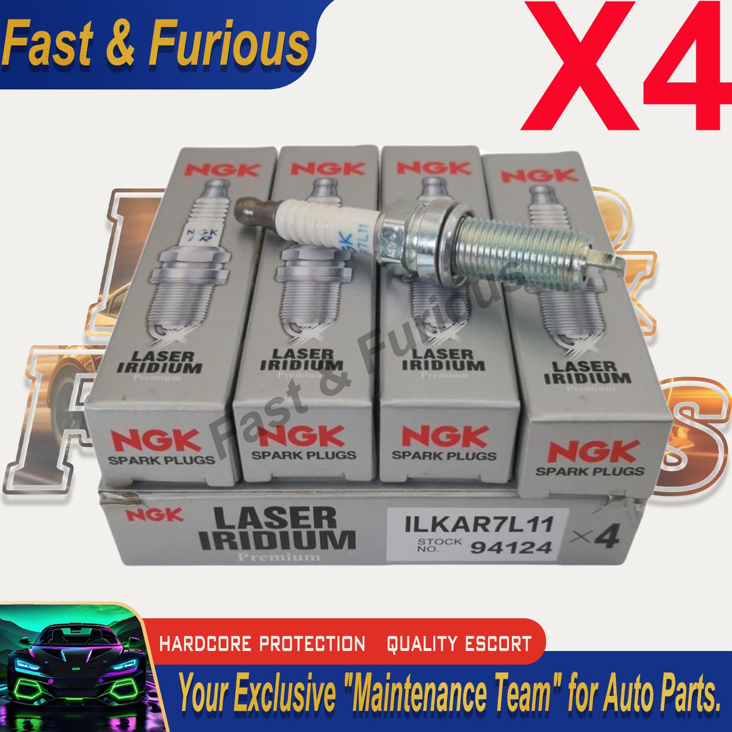 4PCS NGK 94124 Laser Iridium Spark Plugs ILKAR7L11 For Mazda CX-30 CX-5