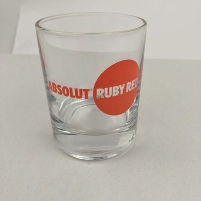 Rare Absolut Vodka Ruby Red Shot Rocks Glass Red Logo Barware Drinking Cup