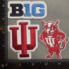 Set Of 2 Indiana University Hoosiers Plus Big 10 Logo Iron On Patches Football