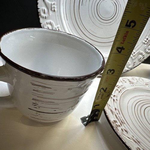 Pfaltzgraff "Trellis Blanco" 4 Piezas Ajuste de Lugar ~ Cena, Plato de Ensalada, Tazón, Taza - Imagen 7 de 7