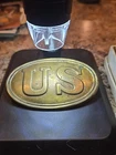 US Civil War Cartridge Box Plate 3.5" x 2.25" Military Original Loops Unmarked