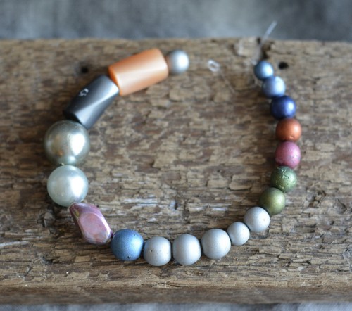 Vintage Strand of Metallic-Pearl Glass Beads, Chippy TLC, Pls Read, 1950s