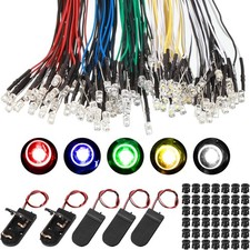 220 Pcs 12v LED Lights Kit 100 Pcs Pre Wired Diodes Plastic Holders Size: 5 mm