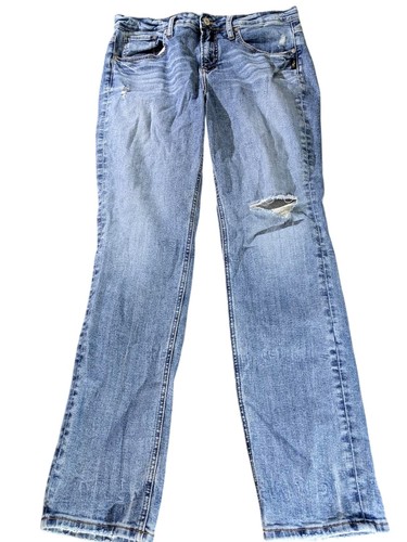 Silver Jeans Womens 30x28 Blue Boyfriend Slim Whiskers High Rise Beau Ripped