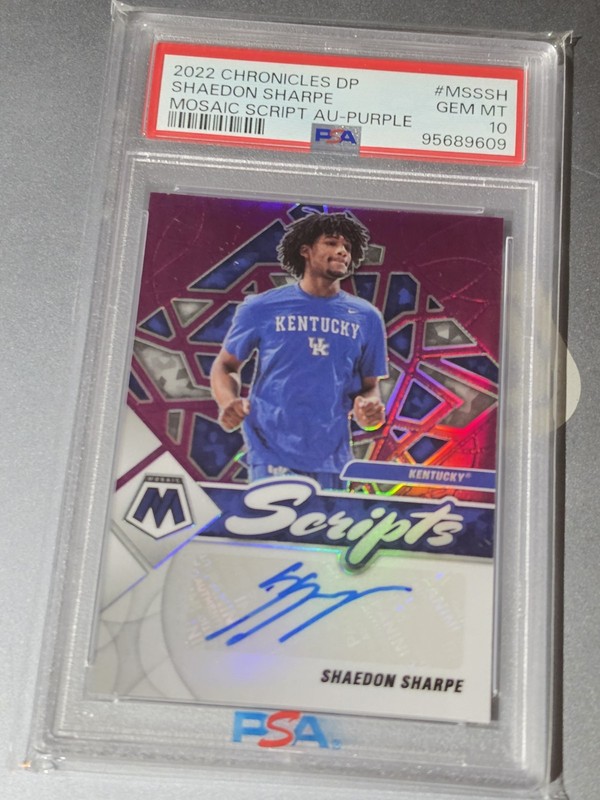 SHAEDON SHARPE 2022 MOSAIC SCRIPTS PURPLE AUTO 🔥/25🔥  TRAILBLAZERS PSA 10