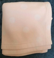 Mothercare Fleece Pram Blanket Pink  70x90cm big white spots spotty