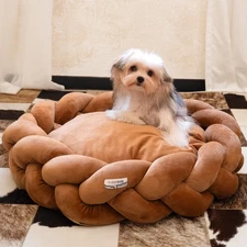 CheerPals Twisted Pet Bed Cat Bed Sofa with Cushion for Indoor Cats Puppy  Brown