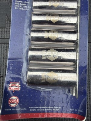 Rare Napa Hand Tools USA 8109 8pc 3/8” Drive Deep Socket Set Nos