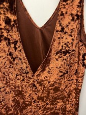 Show Me Your Mumu Velvet Mini Dress M Copper Brown Plunge Mock Neck Festival