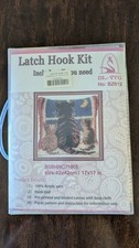 Latch Hook Rug Kit 17 X 17 Adorable Cat and Kittens Looking Out at Night Sky