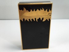 S.T.Dupont Gas Lighter Line2 Flame Motif Black Lacquer Gold Vintage Model