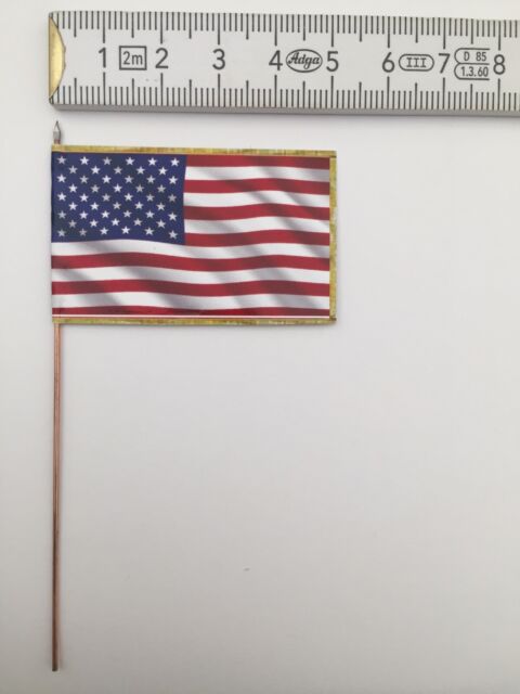 1219) 1x 54mm 1/32 USA National Flag Stars & Stripes 50 Stars with Gold Tassels