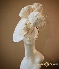 Bridal Kentucky Derby Hat Cream Off White Silk Bow Royal Ascot Fascinator Hat