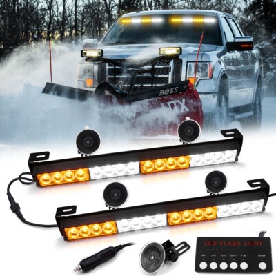 LED Traffic Advisor Emergency Strobe Warning Hazard Windshield Light Amber/White