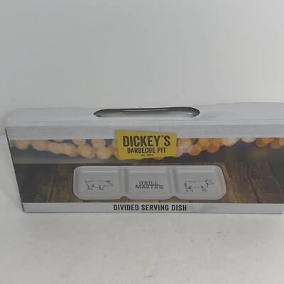 DICKEY'S BBQ PIT Grill Master Ceramic Divided Serving Dish Platter Pig/Cow  Farm