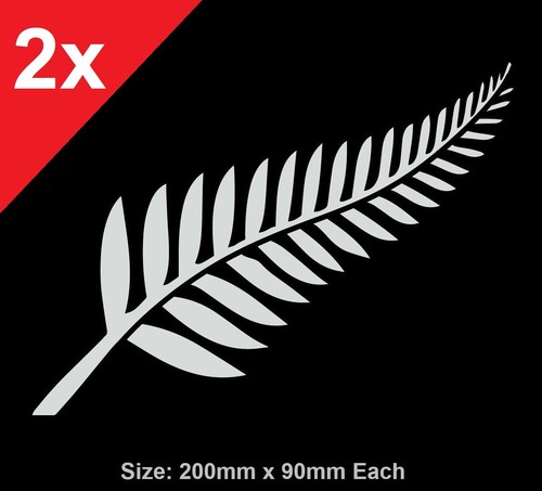 New Zealand Fern Kiwi Decal Vinyl Sticker - 2 Pack Black, 4