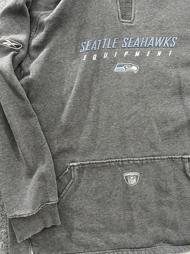 Vintage Reebok Men’s XL Seattle Seahawks Equipment Gray Graphic Hoodie Pullover - Picture 2 of 8