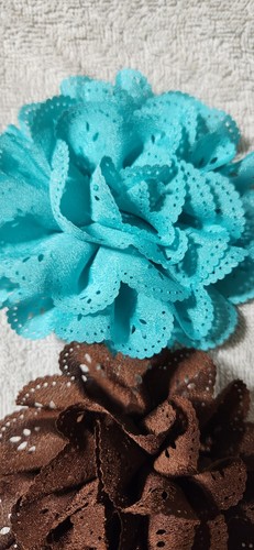 Infant Headband Hair Accessory 3pc Flower Elastic Red Teal Brown - Picture 7 of 9