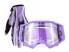 Adult Purple Gloves Goggles Motocross Off Road MX ATV UTV
