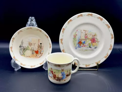 ROYAL DOULTON BUNNYKINS Child's 3 Piece Set Plate Bowl Mug 1988 Fine Bone China 
