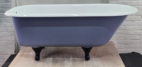 gray clawfoot bathtub cast iron vintage bathroom professionally restored - Picture 8 of 13