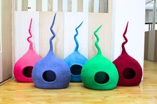 Felted Cat Bed  Woolen Tail Design Cat Caves  Handmade Cat House