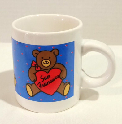 Vintage San Francisco Coffee Mug Host International Brown Bear Red Heart 4 Oz