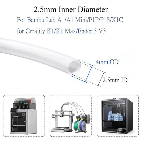 2/5/10 Meter Teflonschlauch PTFE Schlauch . Teflon Tube 3D Drucker 2,5 x 4mm - Zdjęcie 2 z 10