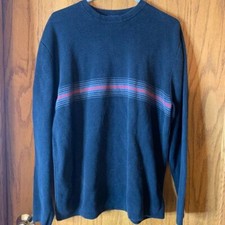 CHEROKEE HEAVYWEIGHT MENS RED AND BLACK STRIPPED SWEATER XL VINTAGE