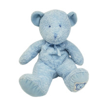 14" RUSS BERRIE BABY BLUE TEDDY BEAR RATTLE STUFFED ANIMAL PLUSH TOY LOVEY HUGS