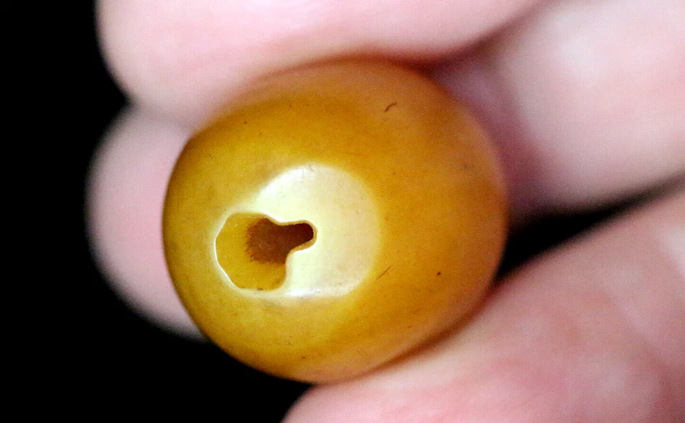 Antiguo abalorio ámbar baquelita caramelo caramelo 24x19 mm, bien usado #C319 Foto 3 de 4